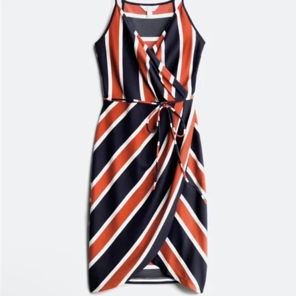 NWT Striped Sleeveless Wrap Dress